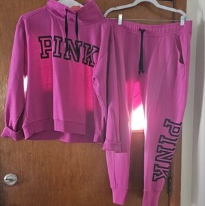 Pink funnel neck sweater set